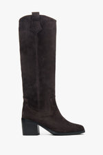 Women’s Dark Brown High Cowboy Boots made of Genuine Velour Estro ER00118577.