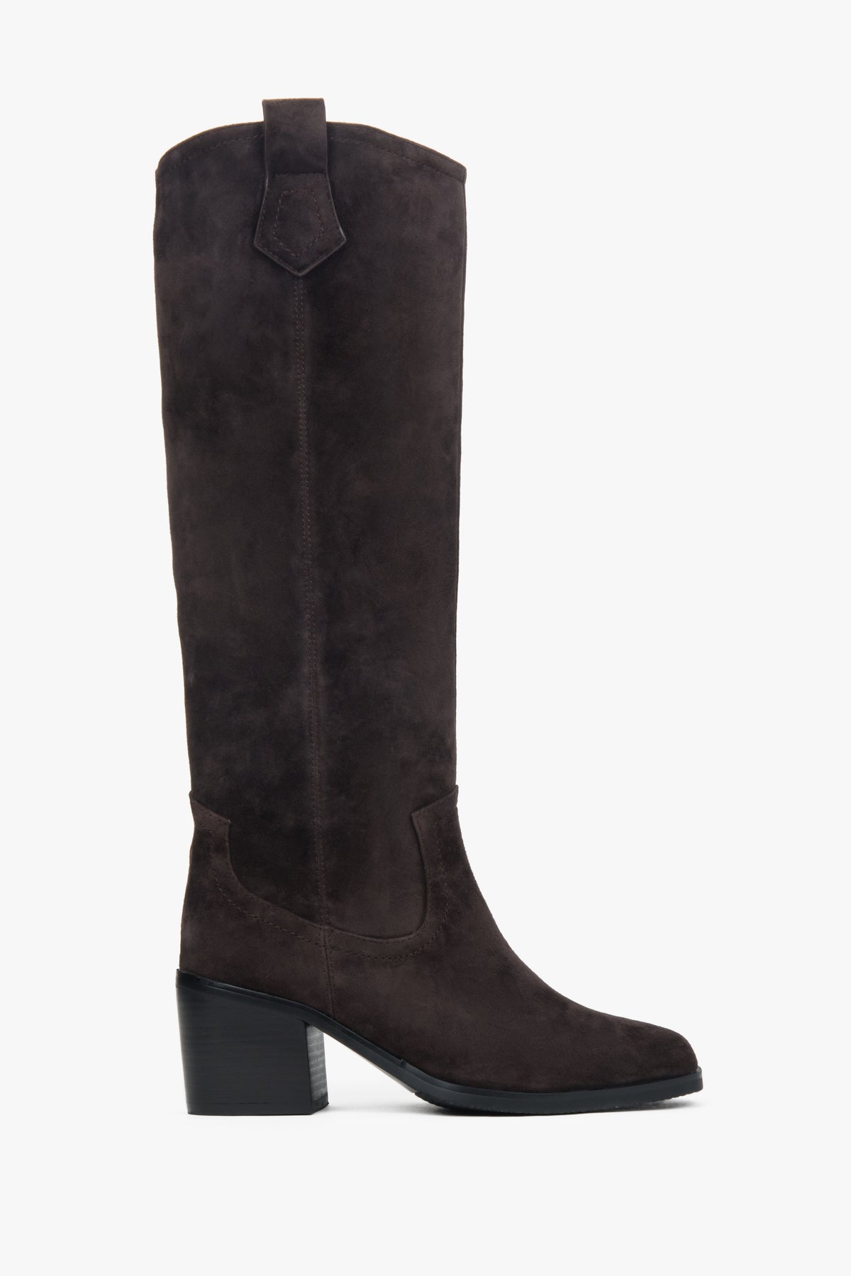 Women’s Dark Brown High Cowboy Boots made of Genuine Velour Estro ER00118577.