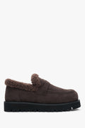 Women’s Dark Brown High Loafers with Fur Lining for Winter Estro ER00118843.