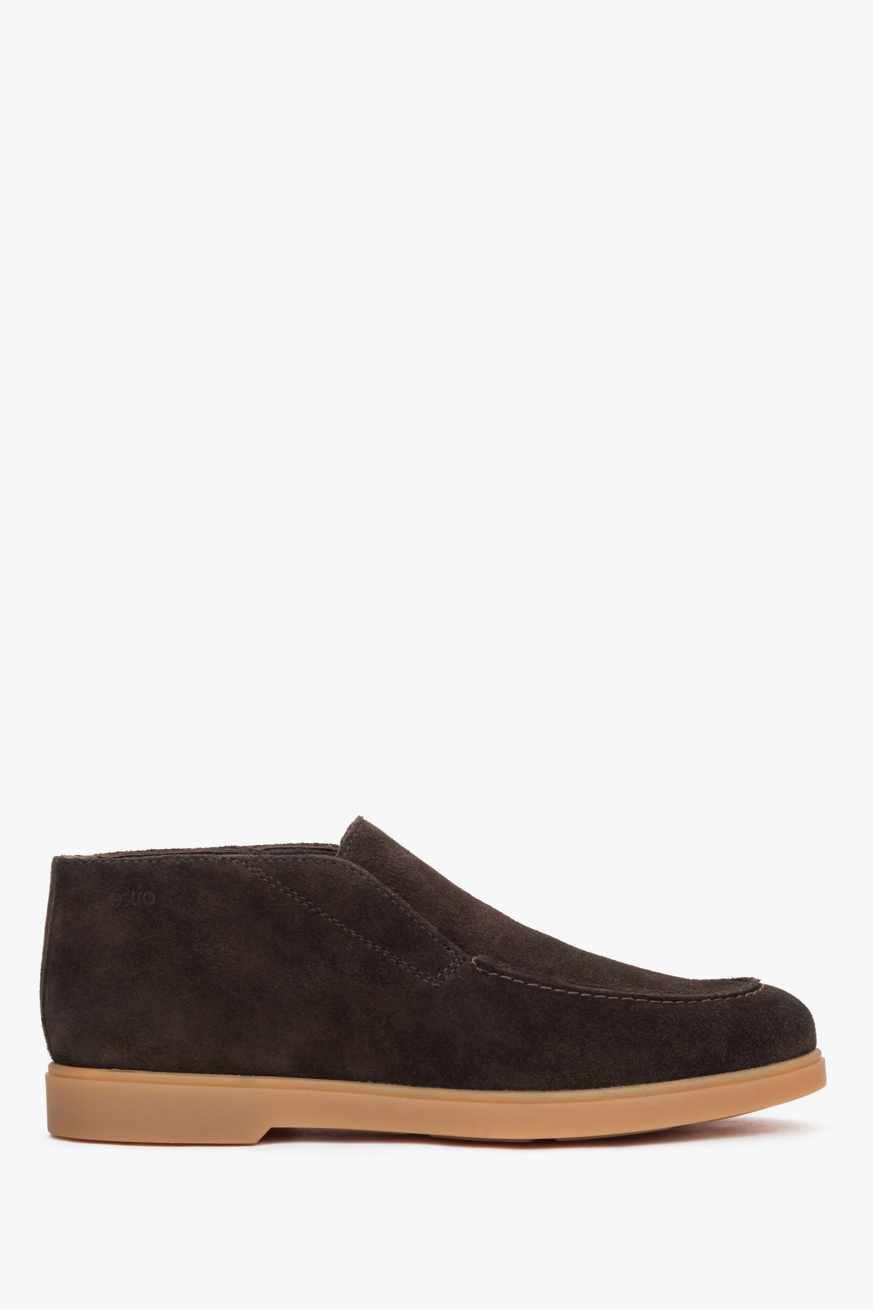 Women's Dark Brown High-Top Loafers made of Genuine Italian Premium Velour Estro ER00120714.