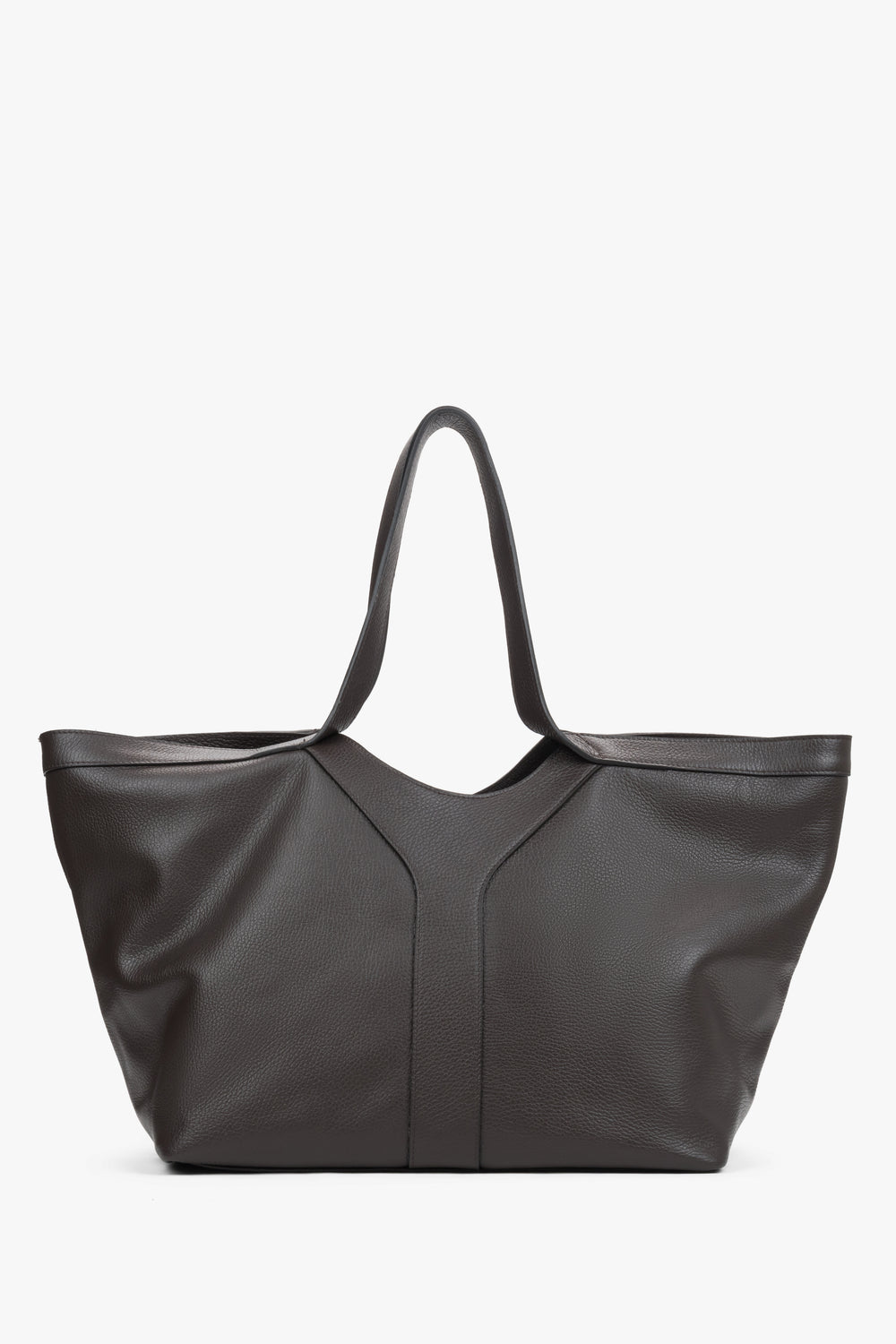 Women’s Dark Brown Italian Premium Genuine Leather Shopper Bag Estro ER00120421.