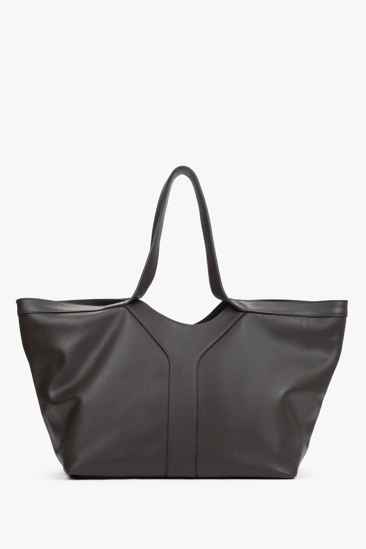 Women’s Dark Brown Italian Premium Genuine Leather Shopper Bag Estro ER00120421.