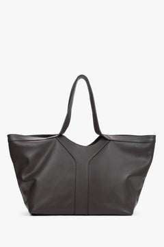 Women’s Dark Brown Italian Premium Genuine Leather Shopper Bag Estro ER00120421.