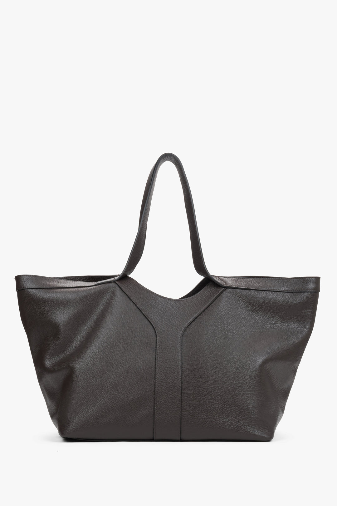 Women’s Dark Brown Italian Premium Genuine Leather Shopper Bag Estro ER00120421.