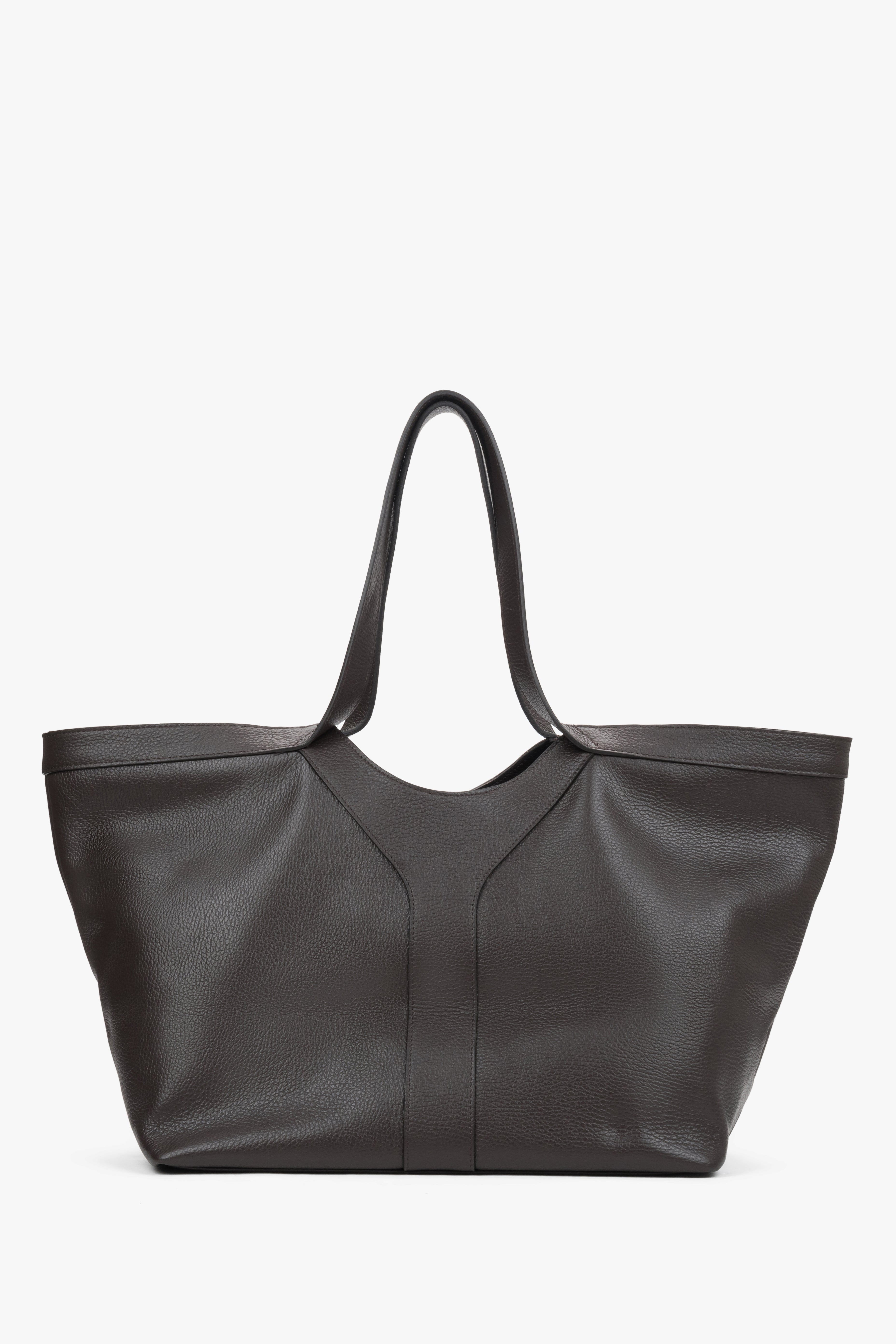 Dark brown women’s shopper bag Estro, made of Italian premium genuine leather.