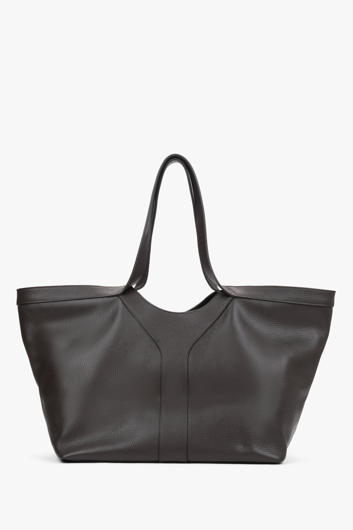 Dark brown women’s shopper bag Estro, made of Italian premium genuine leather.