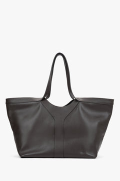 Dark brown women’s shopper bag Estro, made of Italian premium genuine leather.