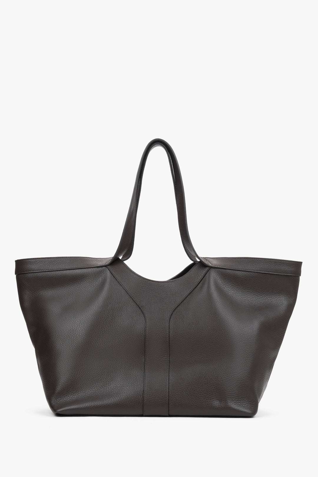 Dark brown women’s shopper bag Estro, made of Italian premium genuine leather.