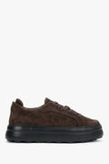 Women's Dark Brown Chunky Sole Sneakers made of Genuine Italian Premium Velour Estro ER00120799.
