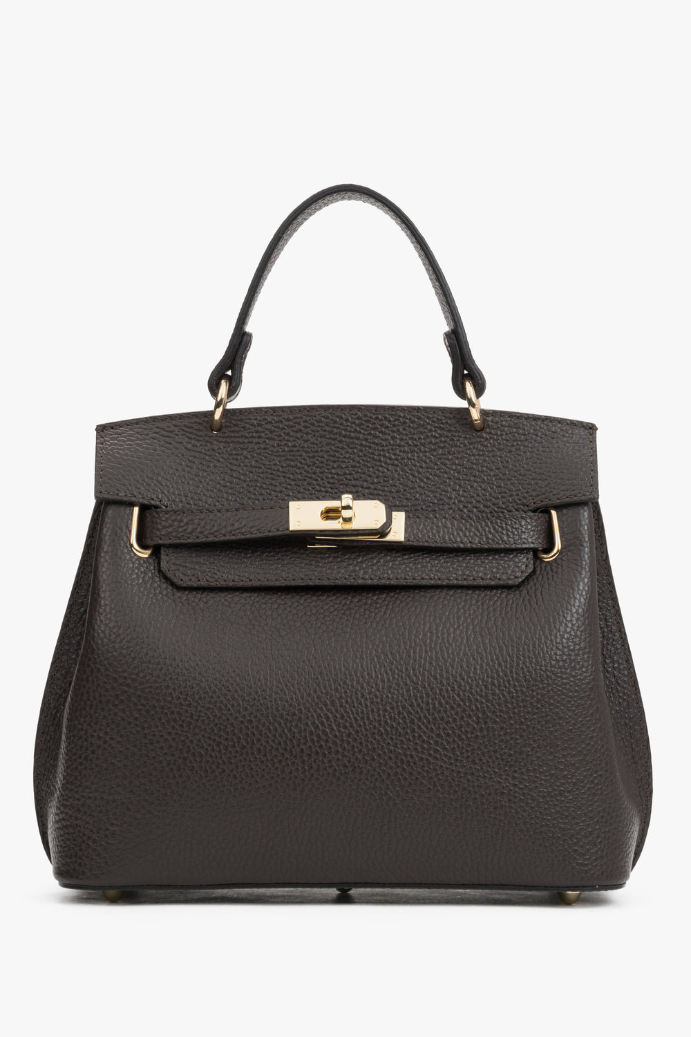 Women's Dark Brown Italian Textured Genuine Leather Satchel Bag Estro ER00120422.