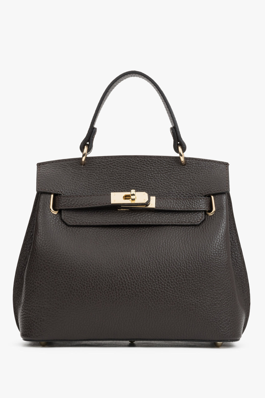 Women's Dark Brown Italian Textured Genuine Leather Satchel Bag Estro ER00120422.