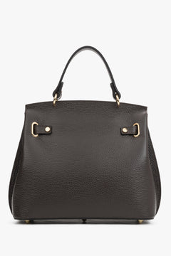Women’s dark brown Italian premium textured genuine leather satchel bag Estro.