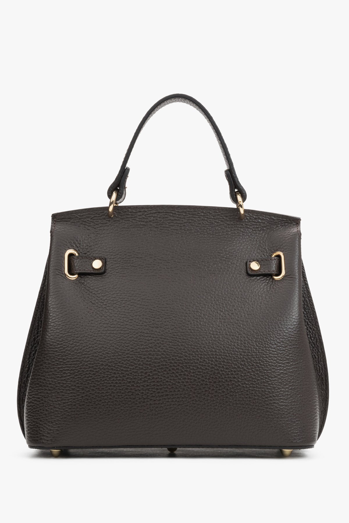 Women’s dark brown Italian premium textured genuine leather satchel bag Estro.