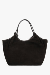 Women's Dark Brown Shopper Handbag made of Premium Italian Genuine Velour Estro ER00118337.