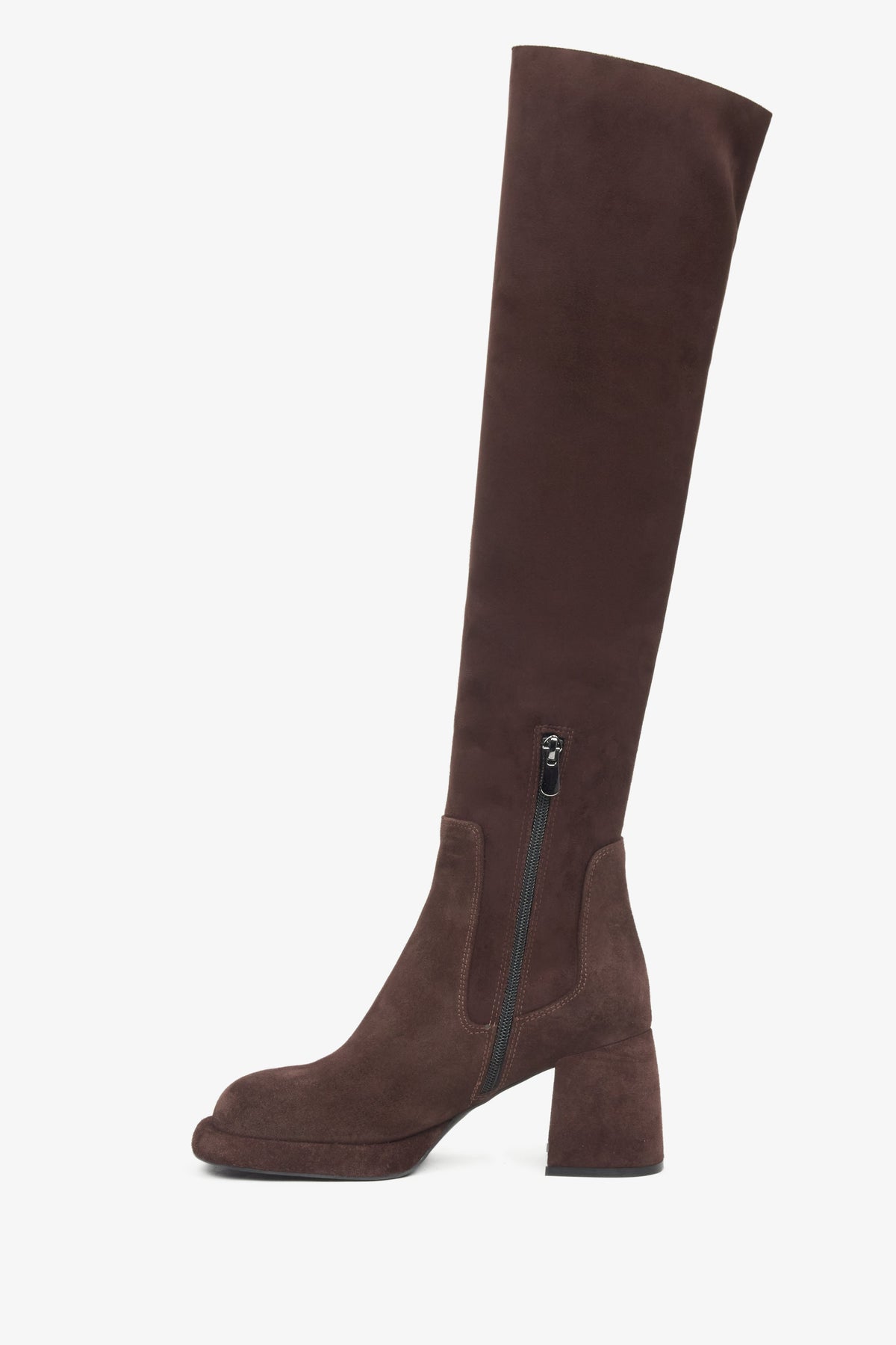 Side view highlighting the soft velour texture and refined craftsmanship.