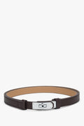 Women's Dark Brown Leather Belt with a Silver Buckle Estro ER00119010.