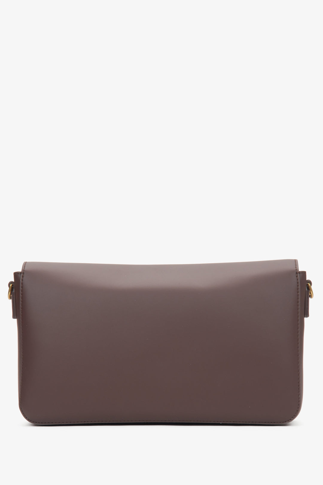 Women's dark brown crossbody bag made of genuine leather with gold hardware Estro.