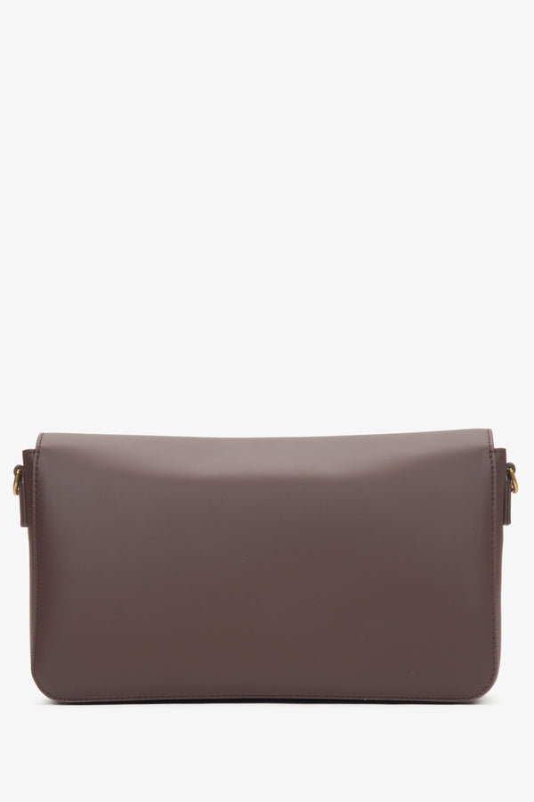Women's dark brown crossbody bag made of genuine leather with gold hardware Estro.
