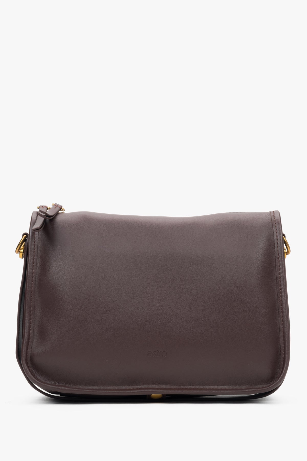 Women’s Dark Brown Leather Handbag with Wide Strap Estro ER00118027.