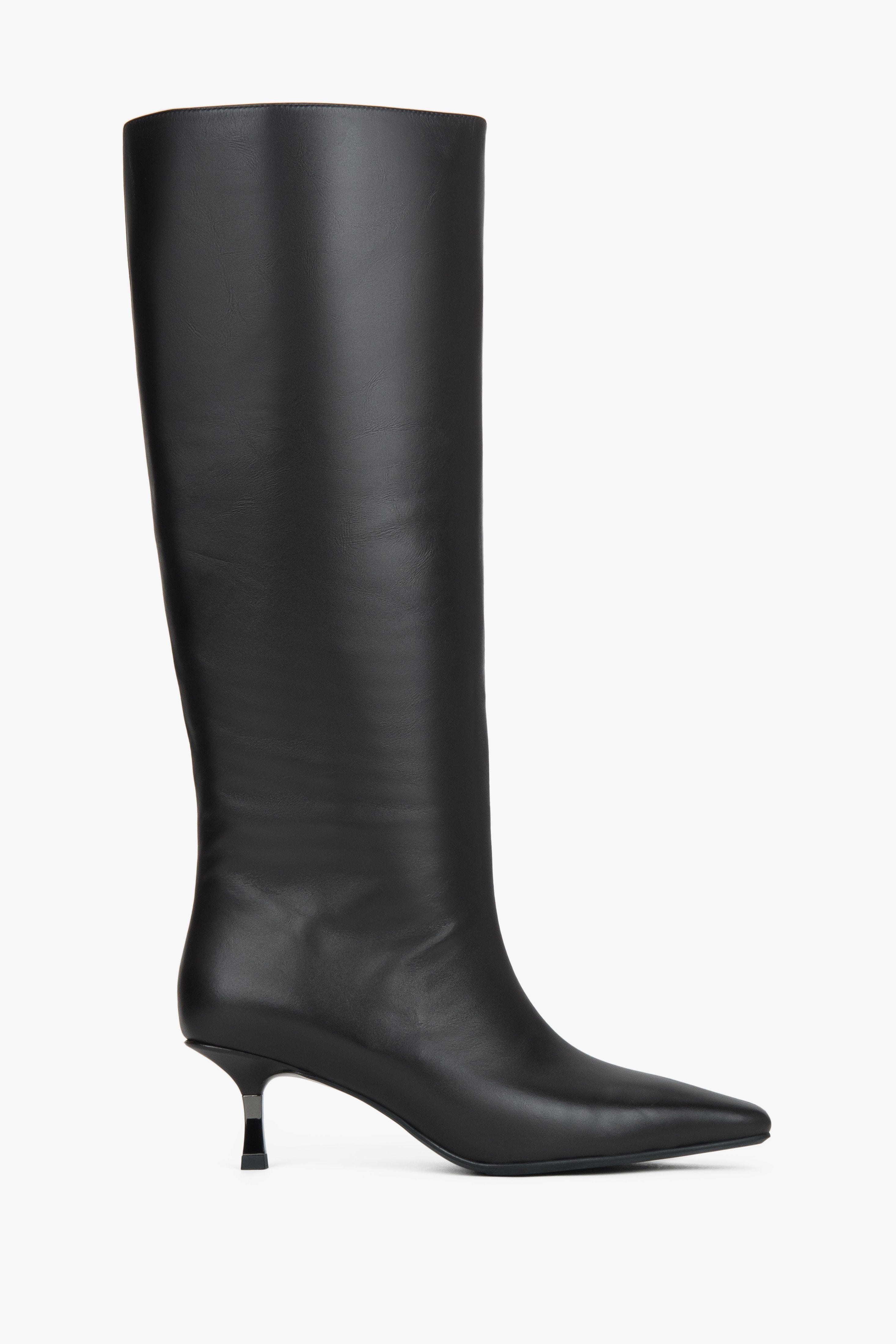Women's Dark Brown Knee-High Boots with Elastic Shaft on a Low Funnel Heel Estro ER00118452.