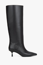 Women's Dark Brown Knee-High Boots with Elastic Shaft on a Low Funnel Heel Estro ER00118452.