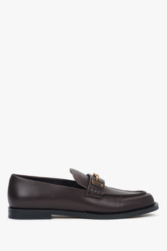 Women’s Dark Brown Genuine Leather Loafers with Decorative Buckle Estro ER00118780.
