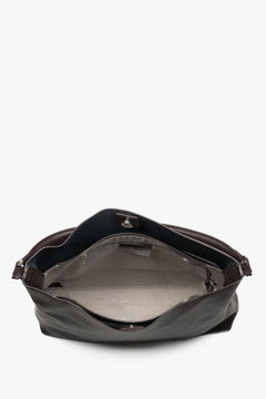 Women's dark brown genuine leather shopper tote bag with short handles Estro.