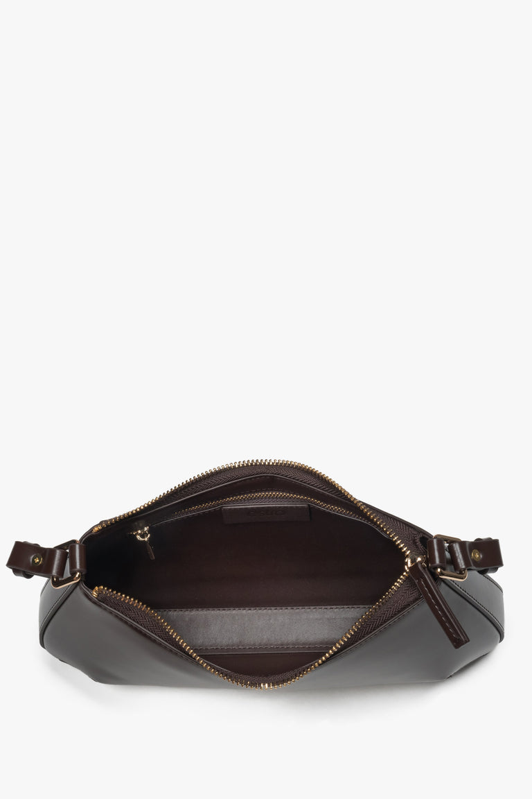 Women’s shoulder bag, dark brown, leather, Estro.