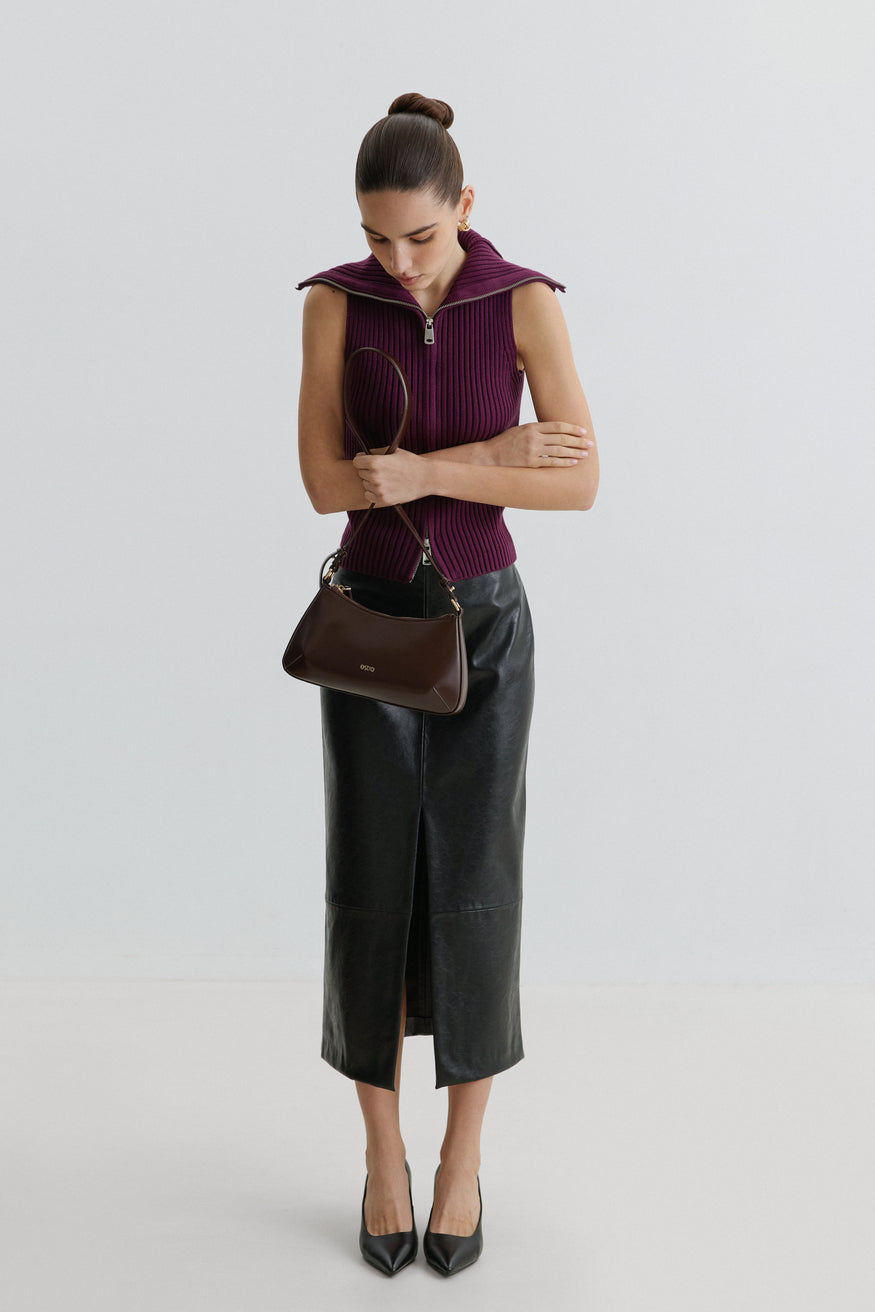 Women’s Dark Brown Leather Shoulder Bag Estro.