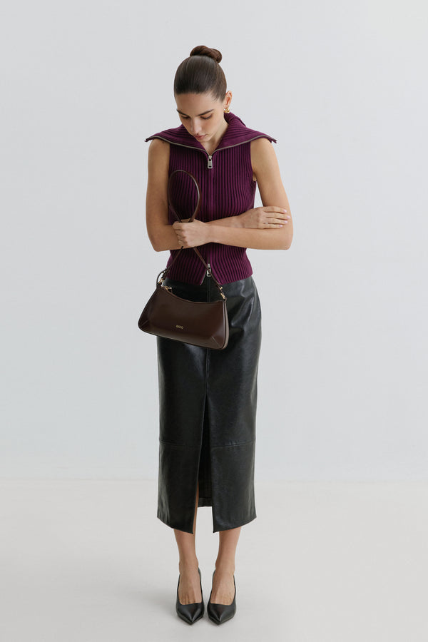 Women’s Dark Brown Leather Shoulder Bag Estro.