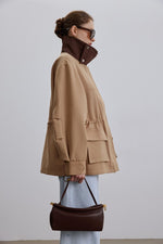 Women's Dark Brown Leather Shoulder Bag with Gold Hardware Estro ER00118999.