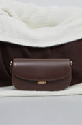 Women's Dark Brown Genuine Leather Shoulder Bag in Saddle Shape Estro ER00117258.