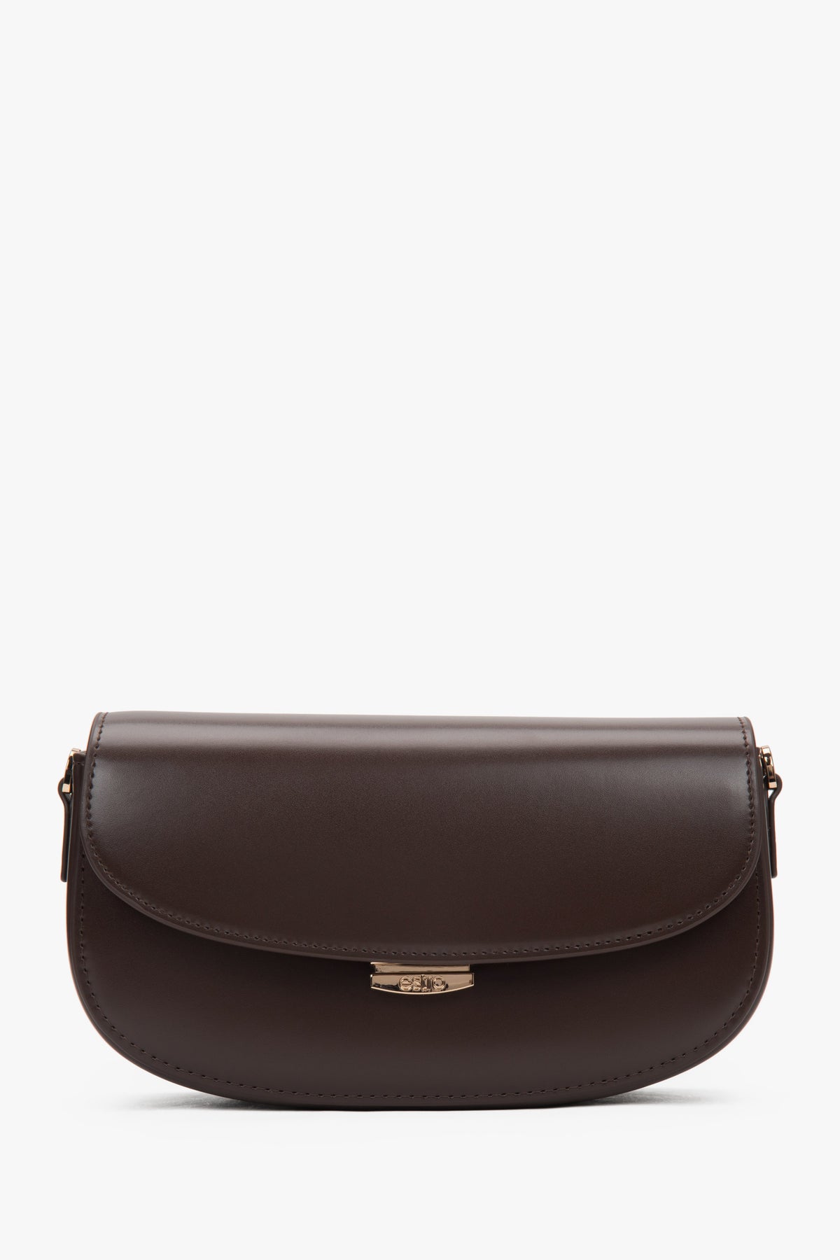 Dark brown women's saddle shoulder bag made of genuine leather.