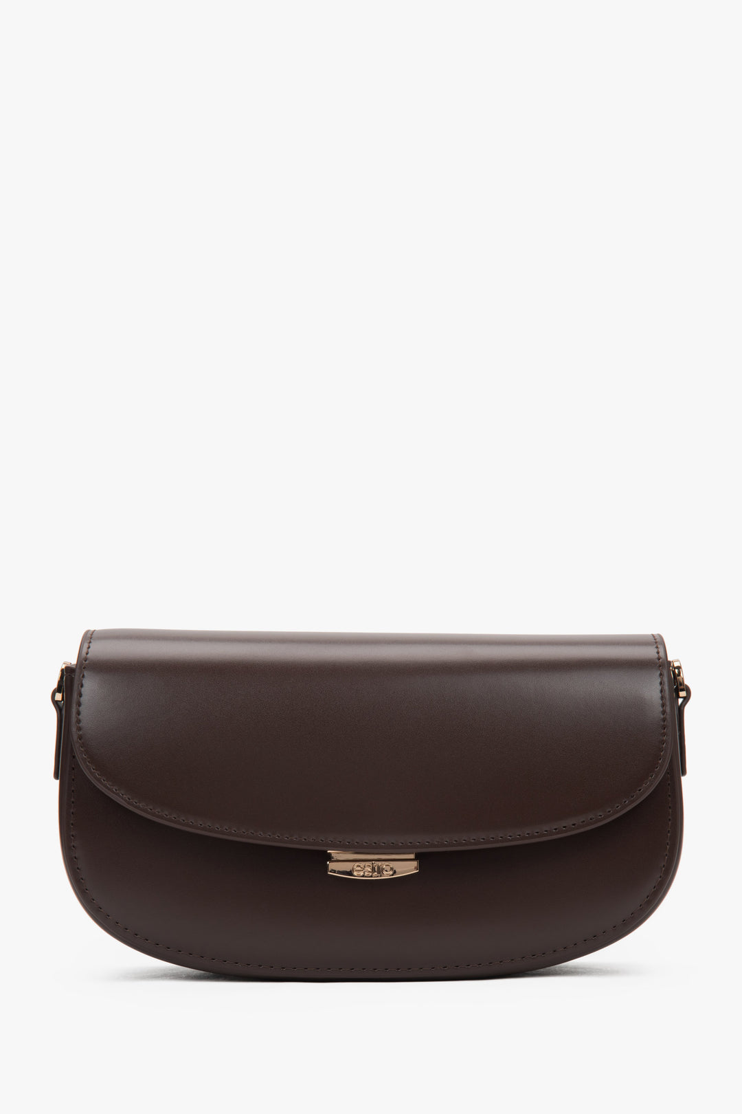 Dark brown women's saddle shoulder bag made of genuine leather.
