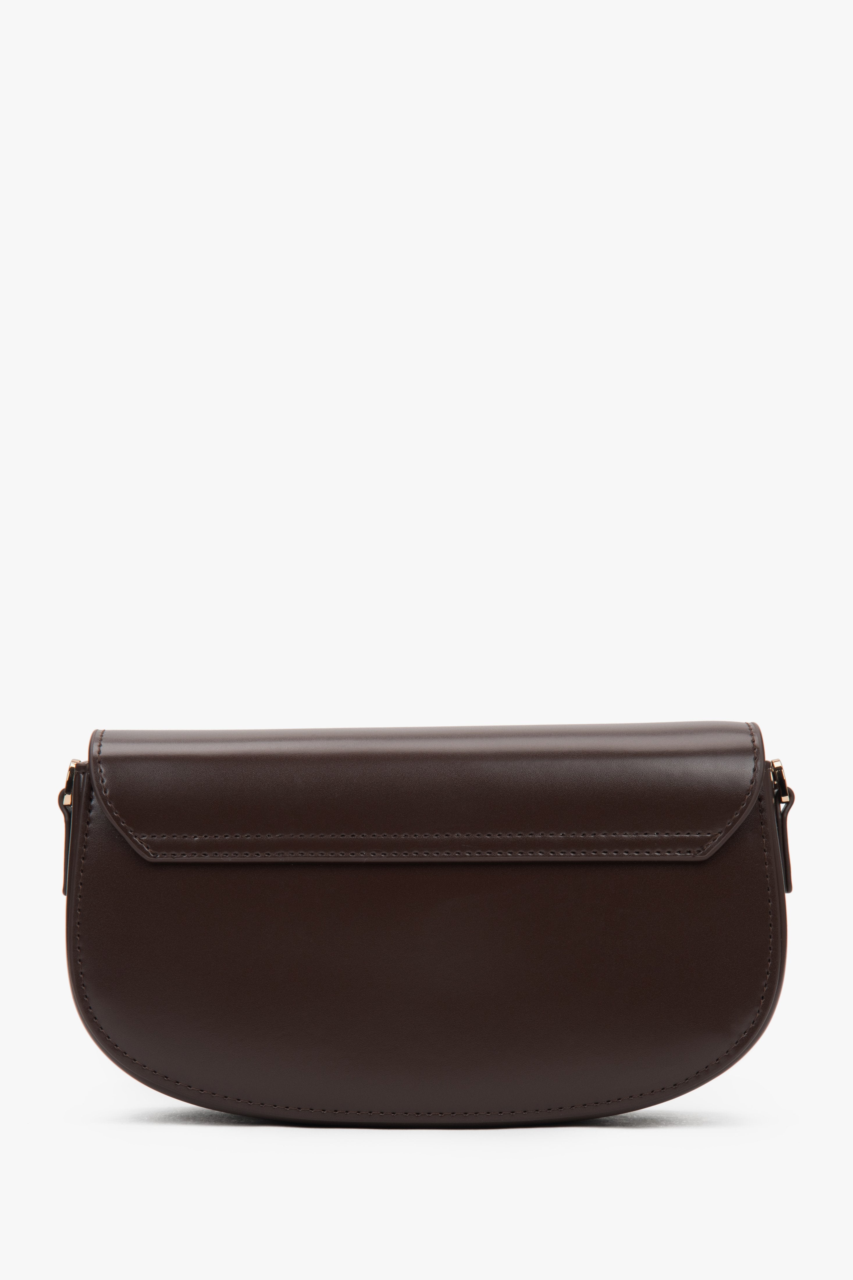 Genuine leather dark brown women's saddle shoulder bag, Estro.