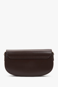 Genuine leather dark brown women's saddle shoulder bag, Estro.
