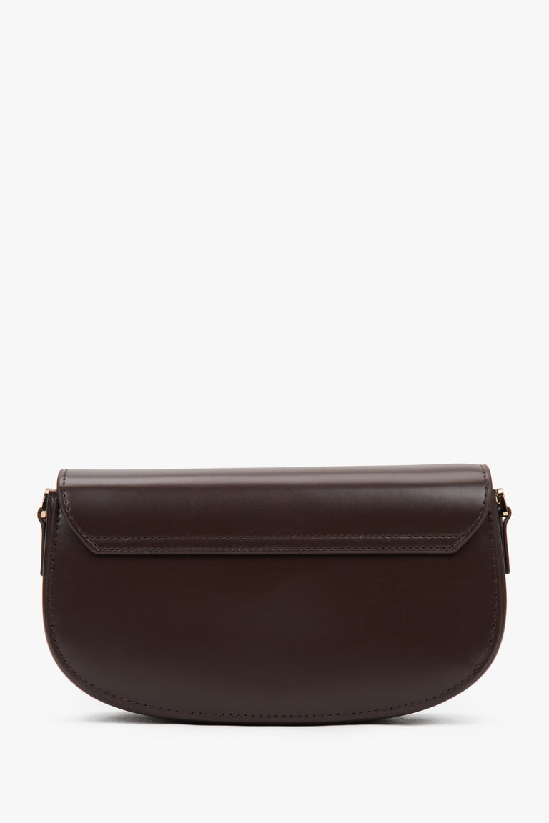 Genuine leather dark brown women's saddle shoulder bag, Estro.
