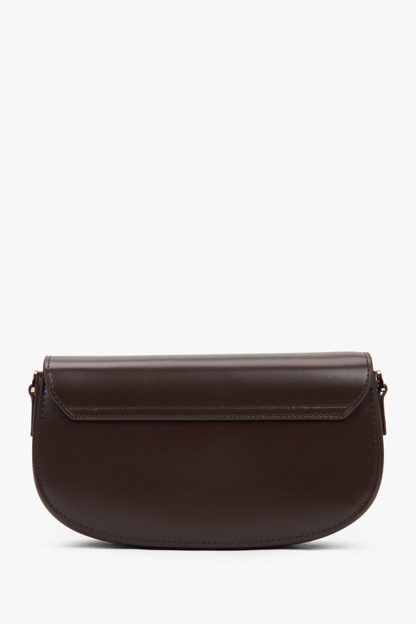 Genuine leather dark brown women's saddle shoulder bag, Estro.