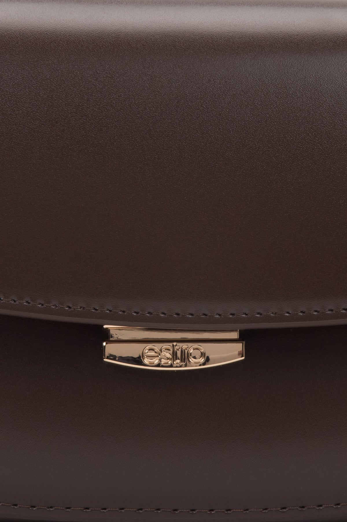 Estro dark brown women's shoulder bag, saddle shape, genuine leather.