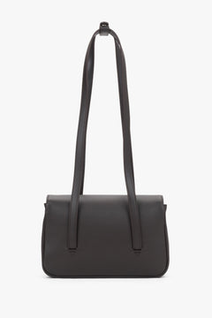 Women's dark brown leather bag Estro - back view showing smooth finish and stitching detail.