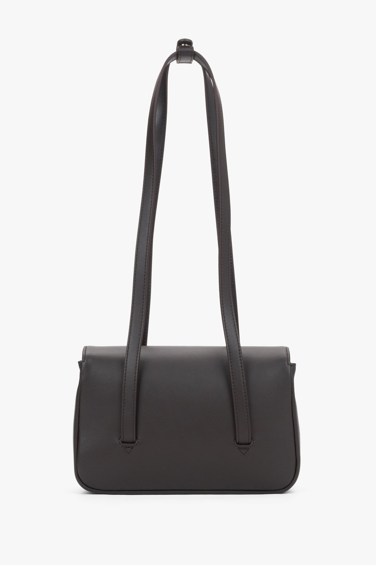 Women's dark brown leather bag Estro - back view showing smooth finish and stitching detail.