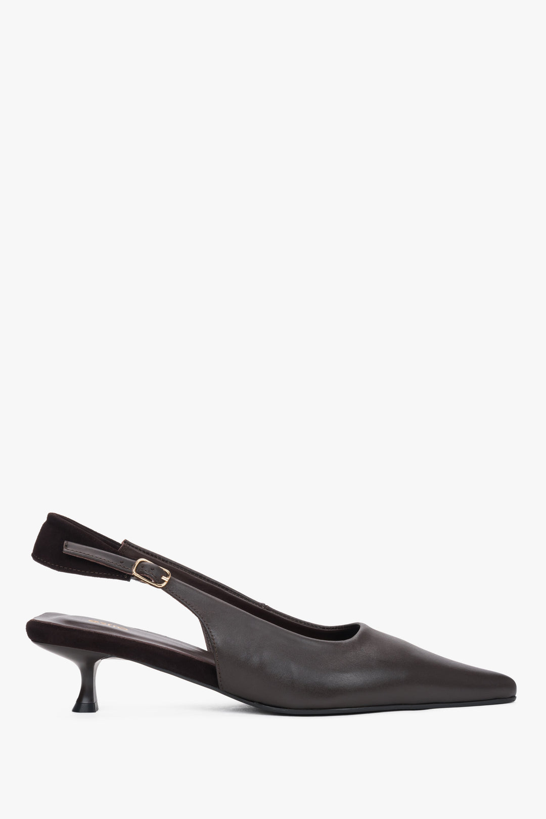 Women’s Dark Brown Leather Slingback Funnel Heels Estro ER00119826.