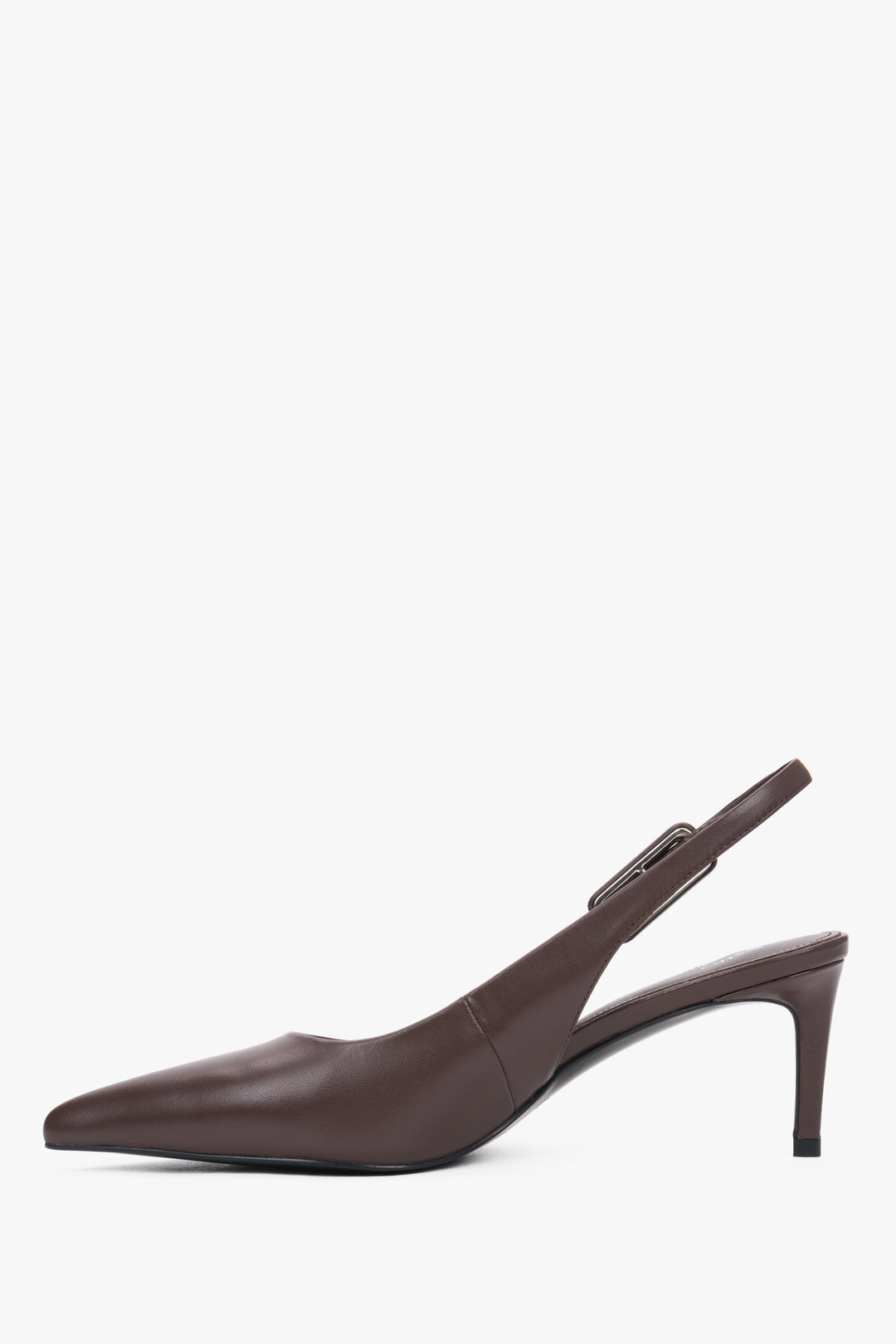 Sophisticated dark brown leather heels, a stylish alternative to black pumps.