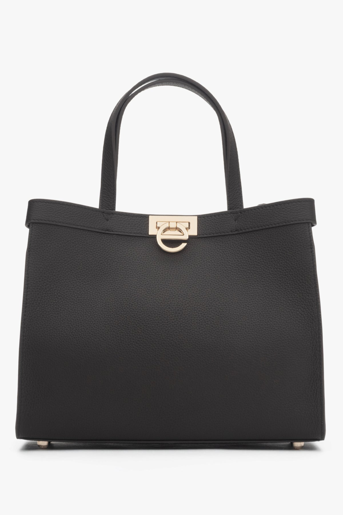 Elegant dark brown leather shoulder bag with sophisticated gold hardware.