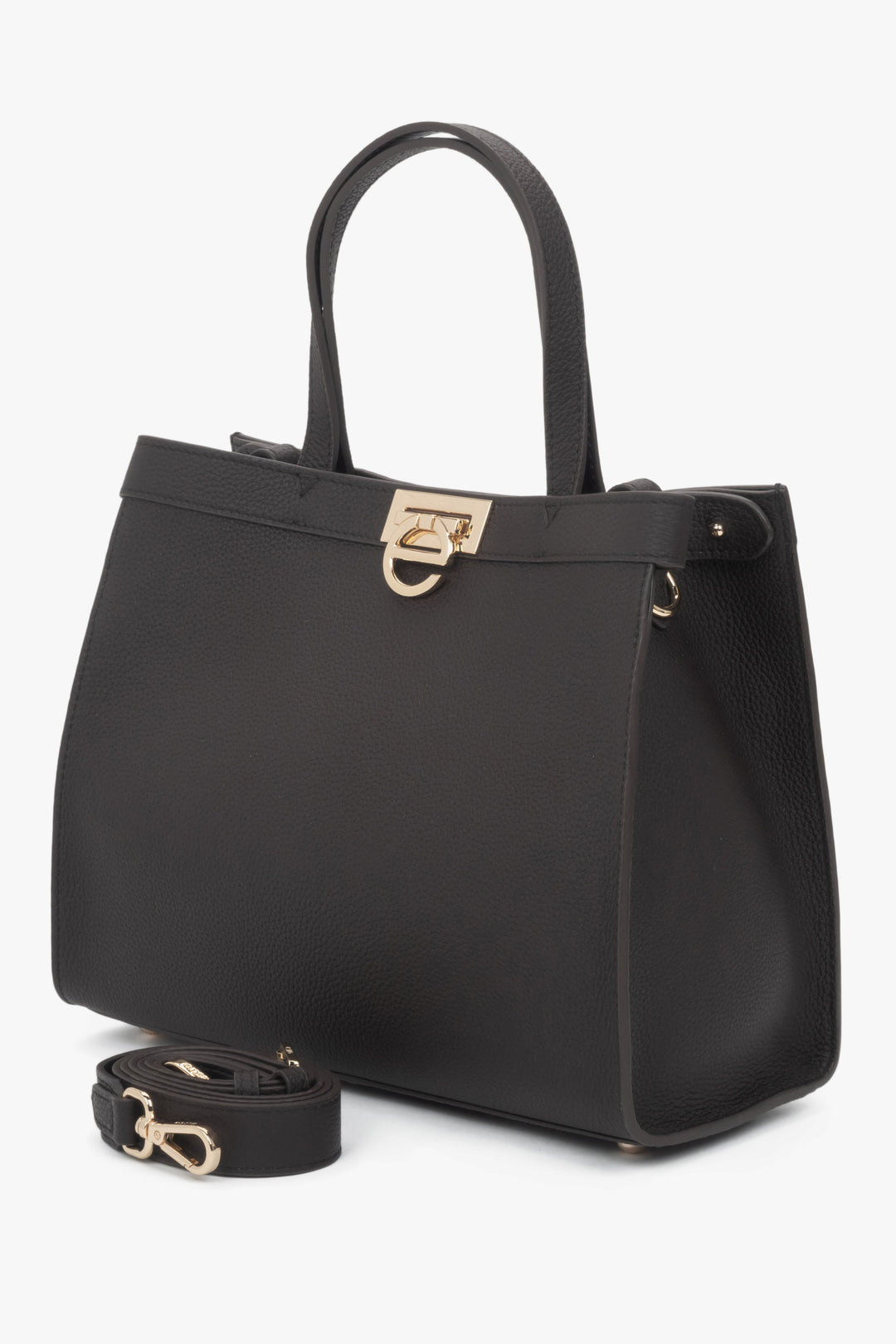 Structured silhouette with a secure buckle closure and logo-finished snap.