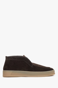 Women's Dark Brown High Ankle Loafers made of Genuine Italian Premium Velour Estro ER00118120.