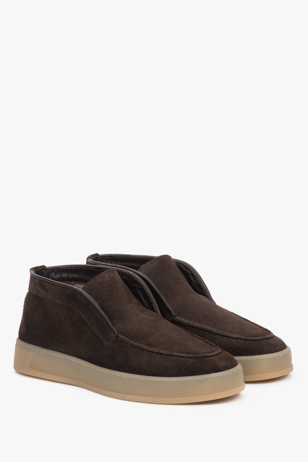 Dark Brown High-Top Women's Loafers made of Genuine Italian Premium Velour.