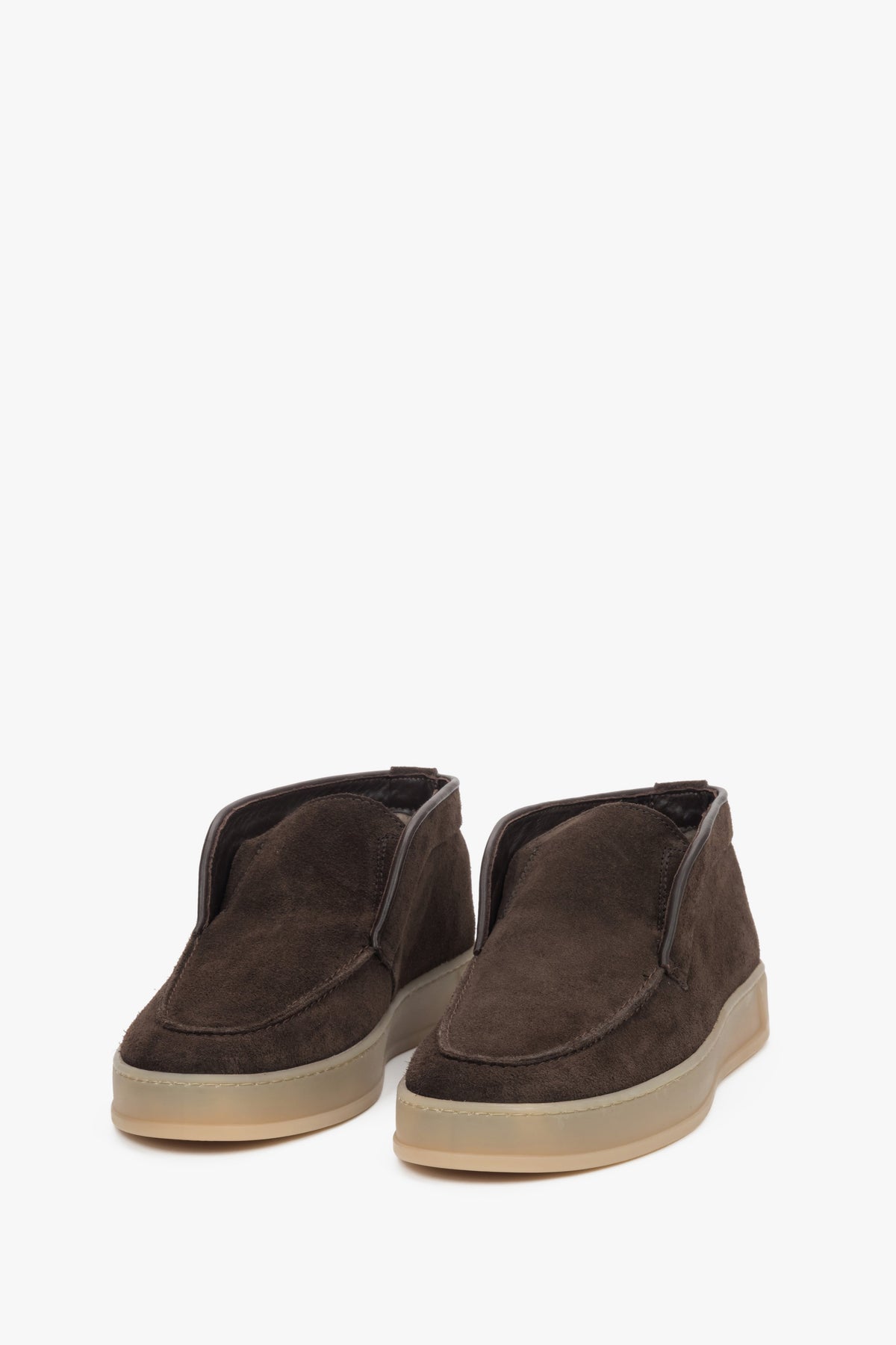 Women's Dark Brown High-Top Loafers made of Genuine Italian Premium Velour Estro ER00118120.
