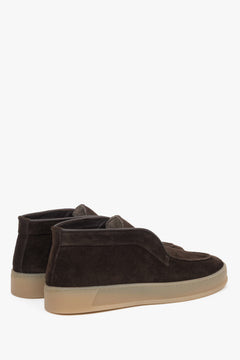 Dark Brown Women's High-Top Loafers made of Genuine Italian Premium Velour Estro ER00118120.
