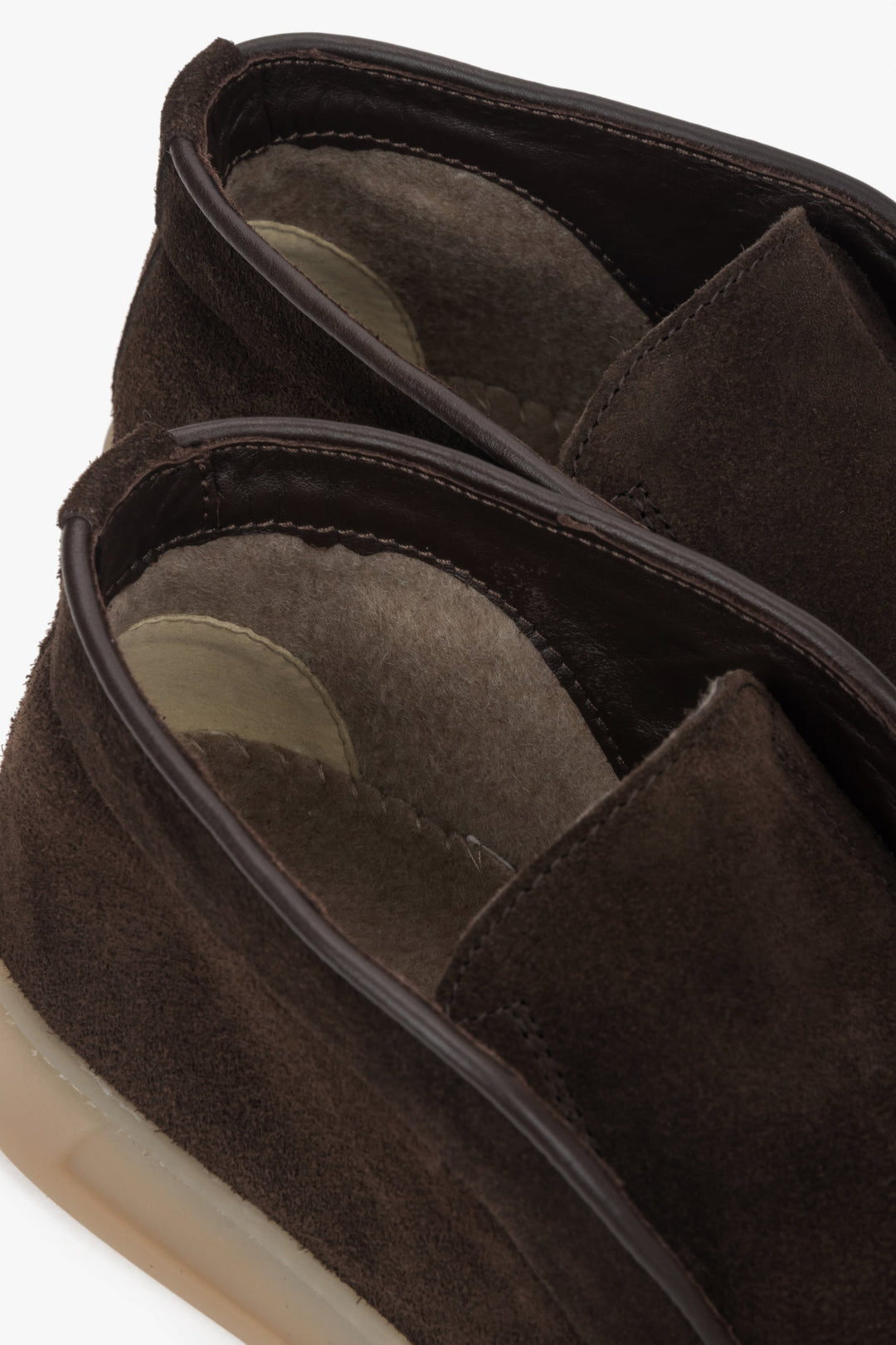 Dark Brown Women's High-Top Loafers made of Genuine Italian Premium Velour Estro ER00118120.